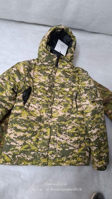 охота одежда: Зимняя куртка с капюшоном в камуфляже - Теплая, стеганая подкладка по — 1