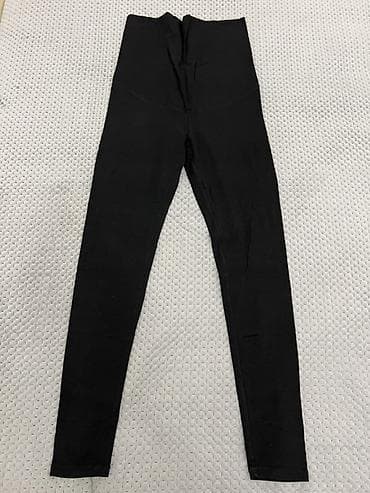 Черные тонкие женские легинсы для беременных - Размер: M