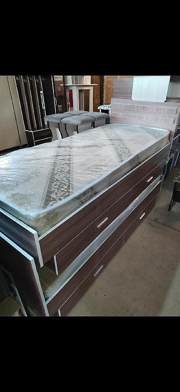 Кровать односпальня с ящиками НОВЫЕ!! С матрасом Российский ламинат В at lalafo.kg Кровать односпальня с ящиками НОВЫЕ!! С матрасом Российский ламинат В