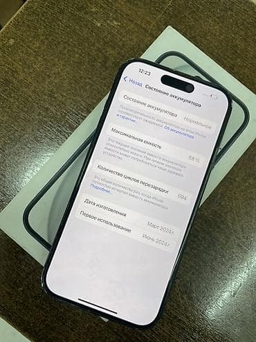 redmi note 6: IPhone 15, Б/у, 128 ГБ, Черный, Коробка, 88 % — 1
