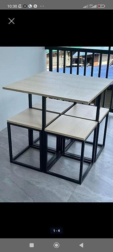 продаю старые мебели: Комплект обеденной мебели 5-в-1: стол + 4 табурета с возможностью — 4