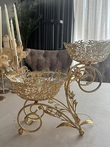 купить корзину: Декоративная двухъярусная этажерка/фруктовница - Материал: литой — 1