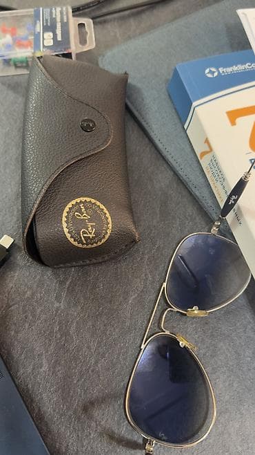 серебряные глаза: Солнцезащитные очки очки, Ray-Ban, Унисекс, Авиатор, Регулируемые носоупоры — 1
