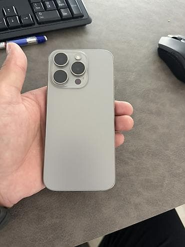 IPhone 15 Pro, Б/у, 256 ГБ, White Titanium, Защитное стекло, Чехол, Кабель, 95 %