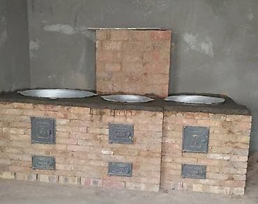 костровая чаша: Кирпичная печь-плита под казаны (комплекс очагов) - Многоочаговая — 4