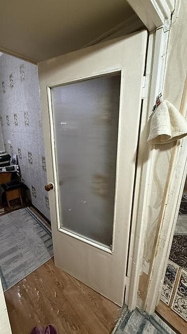 Балконная дверь, Б/у, Со стеклом, Деревянная