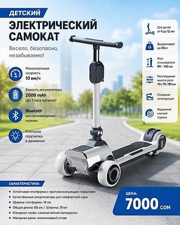 превья: Детский самокат, Трёхколёсный, Новый — 1