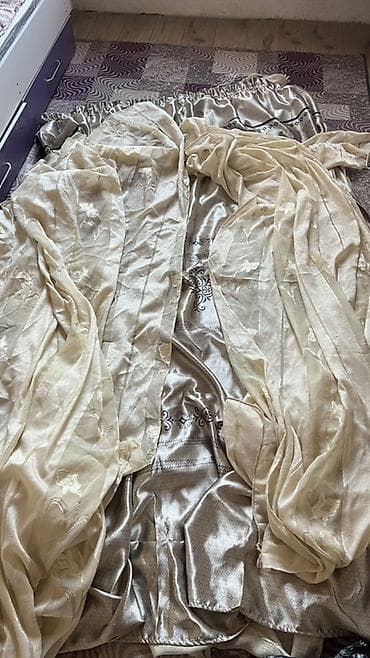 Матраска арналган каптамалар жана топперлер: Шторалар комплекти, Атлас, Комплектте тюлу бар, Даяр буюм, Уктоочу бөлмө үчүн — 4