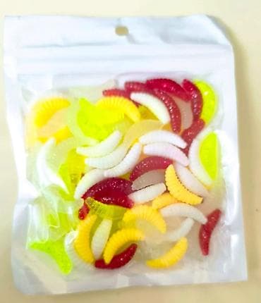 корм для рыб: Силиконовые приманки «личинка/мотыль» для рыбалки. В пачке 100шт. - — 3