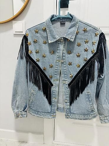 denim tears: Джинсовая куртка, Свободная модель, Осень-весна, Со стразами, XS — 4