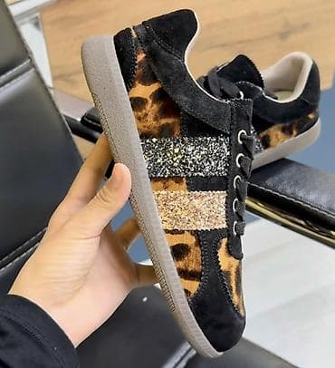 fred perry: Новые кроссовки для девочки с леопардовым принтом и блестящими — 1