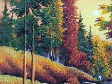 эрмитаж картины: Картина, пейзаж Осеньвыполнена из натуральных уральских камней — 4