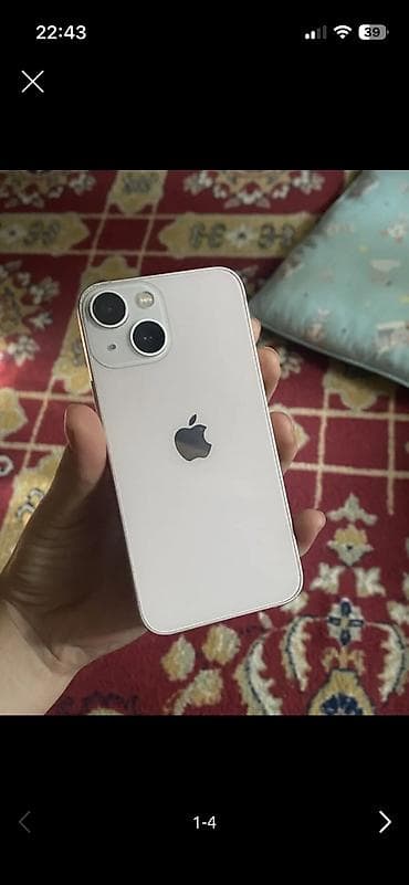 IPhone 13 mini, Б/у, 128 ГБ, Белый, Наушники, Зарядное устройство, Защитное стекло, 100 %