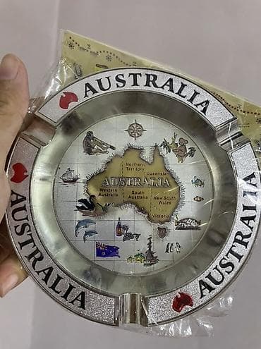 карточку: Сувенирная пепельница Australia - Круглая металлическая пепельница с — 1