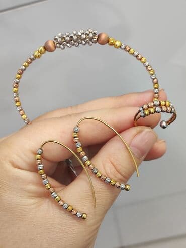 набор пандора: Серебро 925 напыление золото Серебряный комплект + браслет Дизайн — 2