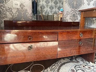 туалетная столик: Туалетный столик, С зеркалом, цвет - Коричневый, Дерево — 2