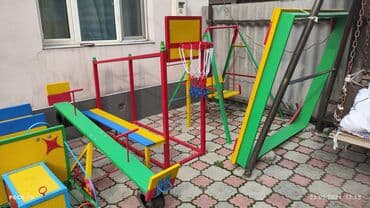 детские домики бишкек: Качели турники песочницы скамейки балансиры машинки — 7