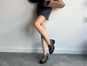 Сабо: Женские лоферы с леопардовым принтом на массивной тракторной подошве — 1