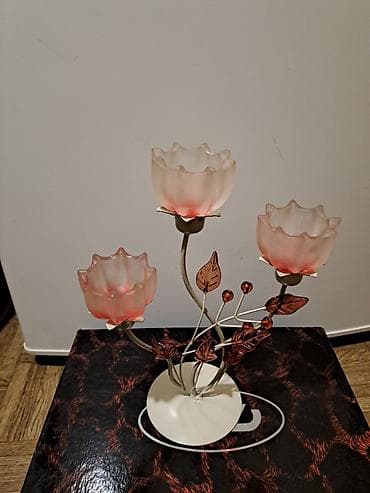 Декоративный подсвечник на 3 свечи в виде цветка - Материал: металл