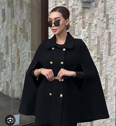 Жеке буюмдар: Черная накидка-манто (кэйп) с золотистой фурнитурой - Классический — 1