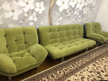 Комплект мягкой мебели, Б/у, Самовывоз, цвет - Зеленый
