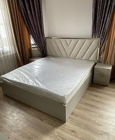 third edition solutions: Спальный гарнитур, Двуспальная кровать, МДФ, цвет - Серый — 2