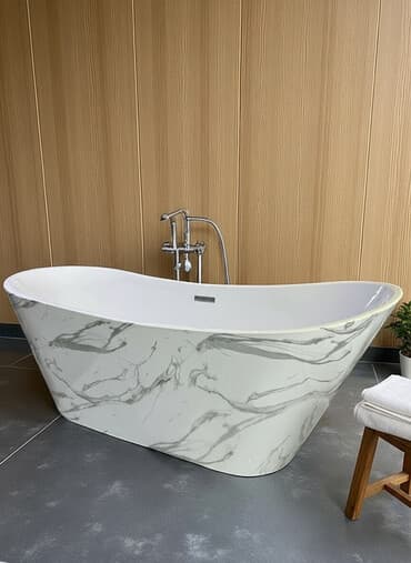 размер гибкого мрамора: Ванна, Овальная, Материал: Акрил, Размер: 170 x 75 см, Бесплатная установка — 1