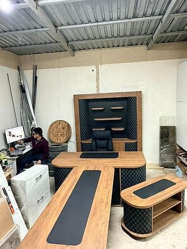 Офисные столы: Комплект офисной мебели, Новый, Кресло, В рассрочку, Дерево, Бесплатная доставка, цвет - Черный — 5