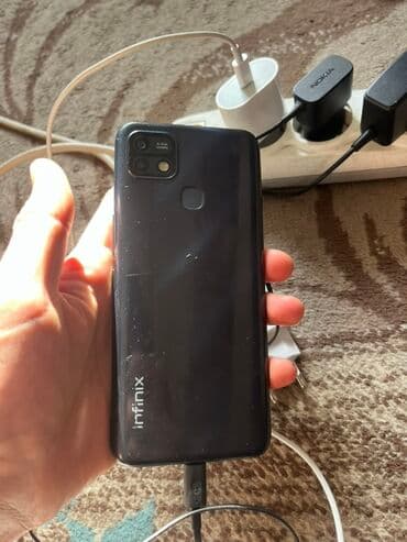 телефен: Infinix Hot 10i, Колдонулган, 64 ГБ, түсү - Кара, 2 SIM — 2