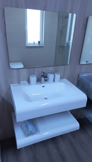 раковина с пьедесталом: Раковина для ванной, Квадратная форма, Материал: Керамика — 1