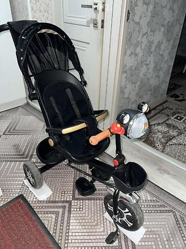 Детский трехколесный велосипед с родительской ручкой - Цвет: черный с at lalafo.kg Детский трехколесный велосипед с родительской ручкой - Цвет: черный с