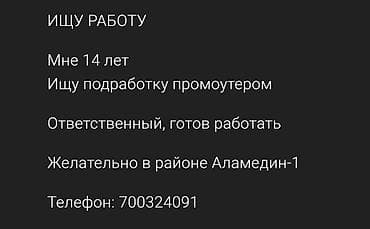Промоутер, Без опыта, Младше 18 лет