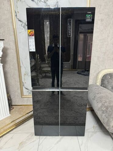 холодильники витриные: Холодильник CHiQ, четырехдверный (French Door), черное стекло - — 1