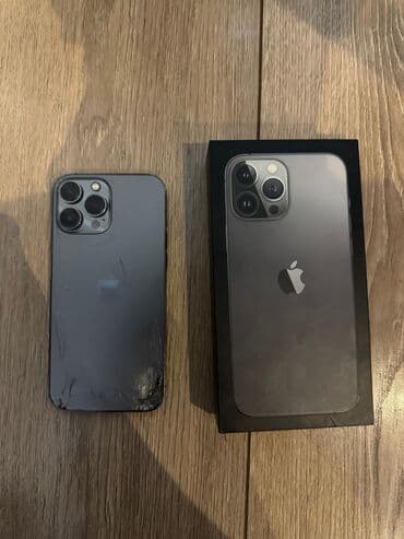 honor телефон: IPhone 13 Pro Max, Б/у, 128 ГБ, Jet Black, Чехол, Коробка, 76 % — 1