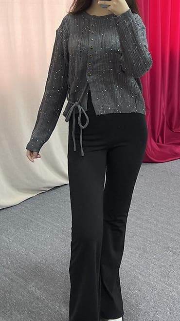 Кардиганы: Кофта +Клёш лосины - Модель: укороченный кардиган на пуговицах - — 1