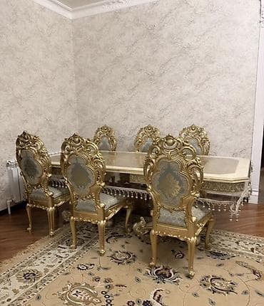 Эмерек: Конок бөлмөсү үчүн үстөл жана отургуч, Колдонулган, Өзү алып кетүү, Акысыз жеткирүү, Акылуу жеткирүү, түсү - Алтын — 3