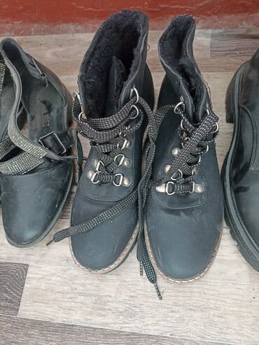 обувь рабочий: Зимние ботинки-берцы, черные - Материал верха: матовая синтетическая — 1