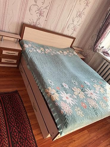 мебель бишкеке: Спальный гарнитур, Б/у, Двуспальная кровать, Шкаф, Комод, ДСП, Самовывоз, цвет - Коричневый — 5