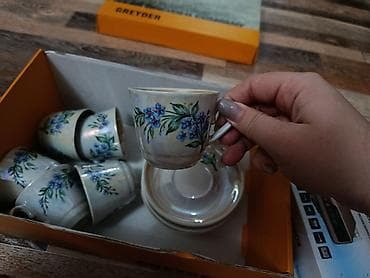 4 pot: Набор мини-чащечек с блюдцами, фарфор с перламутровым покрытием и — 2