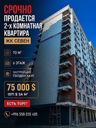 Продажа квартир: 2 комнаты, 70 м², Технопарк Элитка, 6 этаж, ПСО (под самоотделку) — 1