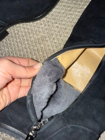 обувь для охоты: Высокие женские сапоги из чёрной замши бренд Loriblu Италия 37 размер — 4