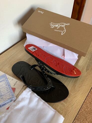 брендовые кошельки: Мужские сандалии, 42, Christian Louboutin, Новый, цвет - Черный, Платная доставка, Самовывоз — 2