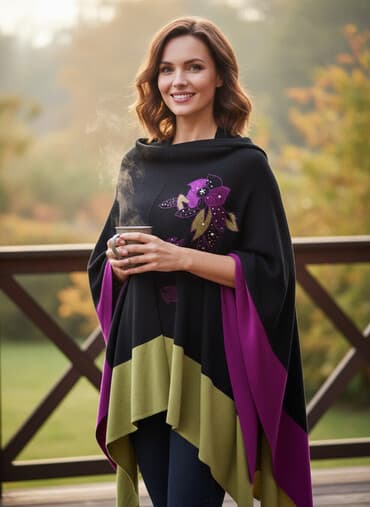 Киреге берилүүчү кийимдер: Пончо, Классика, Күз-жаз, Ассиметриялык модель — 1