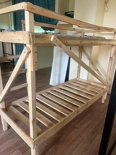 bunk bed: Двухъярусная деревянная кровать - Материал: массив дерева — 1