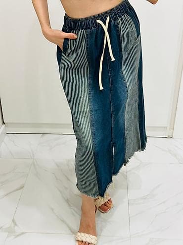 ange: Юбка, Модель юбки: Трапеция, Макси, Джинс, По талии — 6