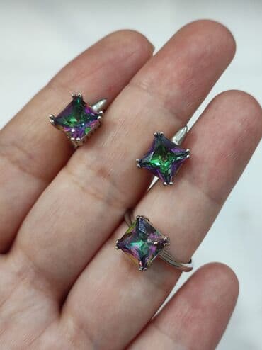 набор пандора: Серебряный Комплект с камнями Мистик Серебро 925 пробы Размеры — 8