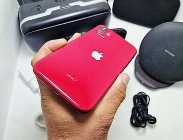Уюлдук телефондор жана аксессуарлар: IPhone 11, Колдонулган, 64 ГБ, Кызыл, Кулакчындар, 91 % — 2