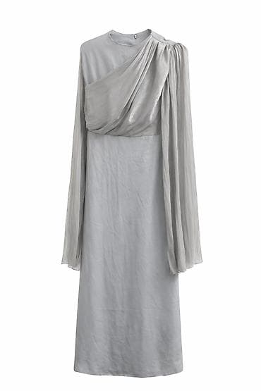 Платье в восточном стиле, светло‑серого (немного голубоватого)