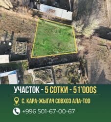 продаётся дом город карабалта: 5 соток, Для строительства, Красная книга — 1