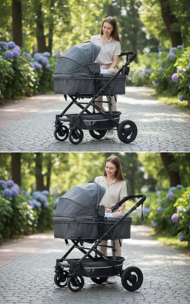 бу коляски для новорожденных: Коляска, цвет - Черный, Б/у — 1